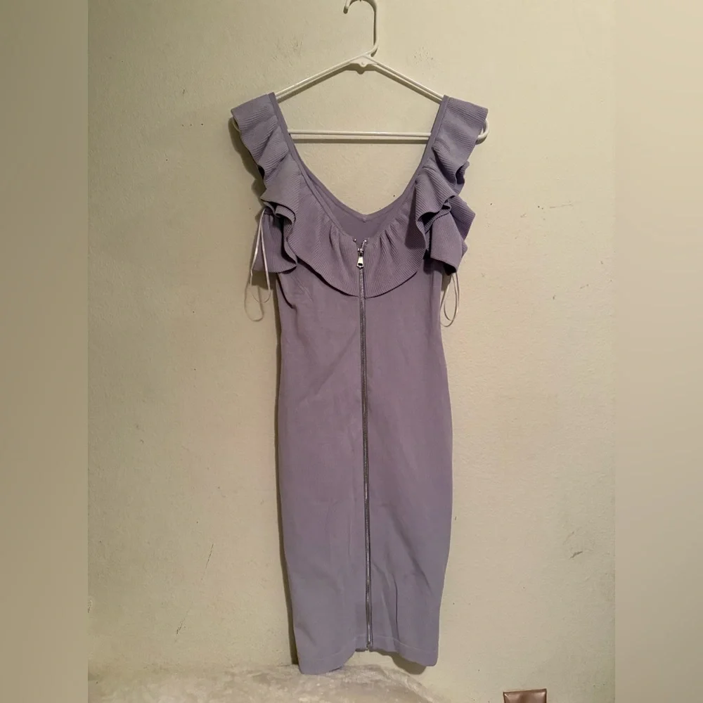 bebe Lavender Mini Dress with Ruffles - Picture 1 of 5